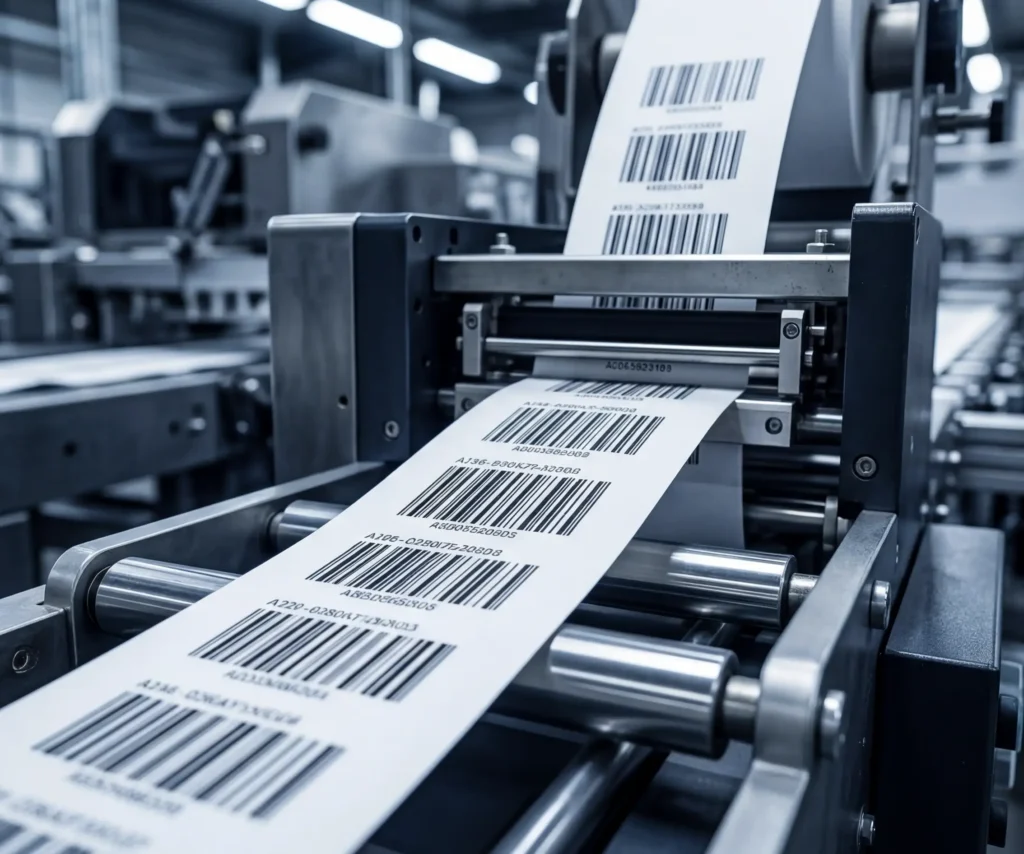 Labels on a printing press